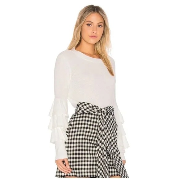 1.STATE RUFFLED TIERED PULLOVER CREAM SWEATER - Picture 4 of 9